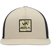 Men's RVCA  Khaki VA All The Way Print Trucker Snapback Hat