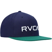 Casquette RVCA Navy/Green Logo Twill II Snapback pour homme