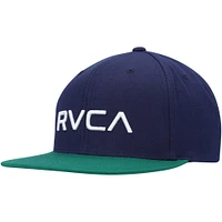 Hommes RVCA Navy/Green Twill II - Casquette Snapback