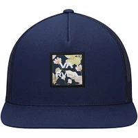 Men's RVCA Navy Wordmark VA ATW Print Trucker Snapback Hat