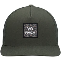 Men's RVCA Olive Wordmark VA ATW Print Trucker Snapback Hat