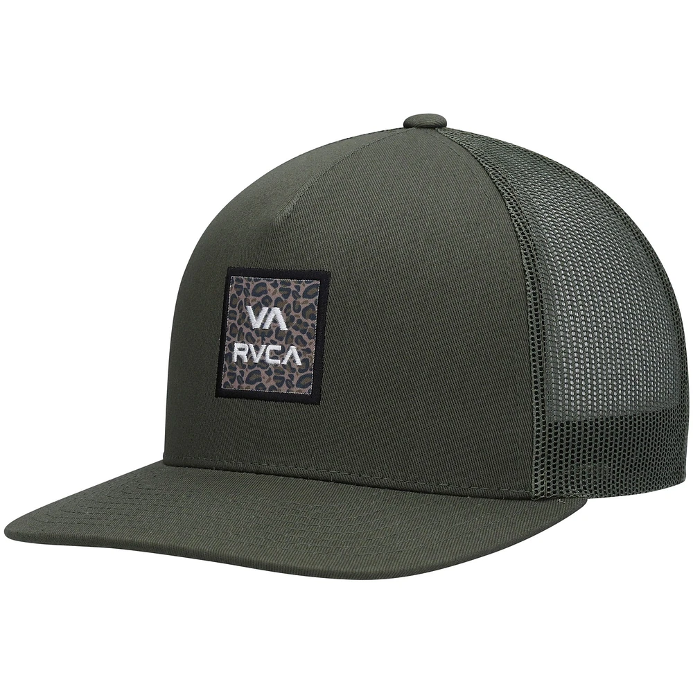 Men's RVCA Olive Wordmark VA ATW Print Trucker Snapback Hat