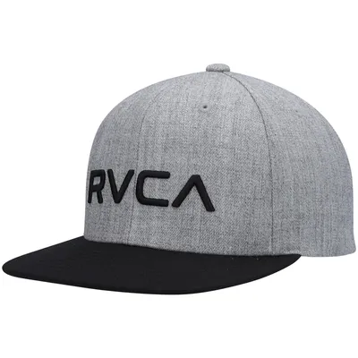 Youth RVCA Heathered Gray/Black Logo Twill Snapback Hat