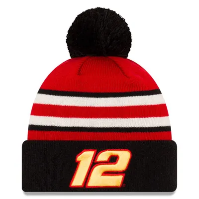 Men's Ryan Blaney New Era Advance Auto Parts Cuffed Pom Knit Beanie - Black/Red