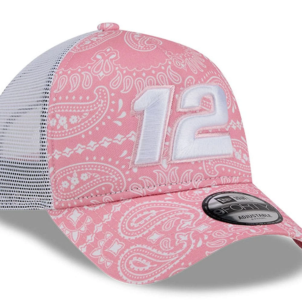 Men's New Era  Pink Ryan Blaney 9FORTY A-Frame Trucker Paisley Adjustable Hat