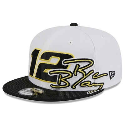 Men's New Era White/Black Ryan Blaney  9FIFTY Snapback Hat