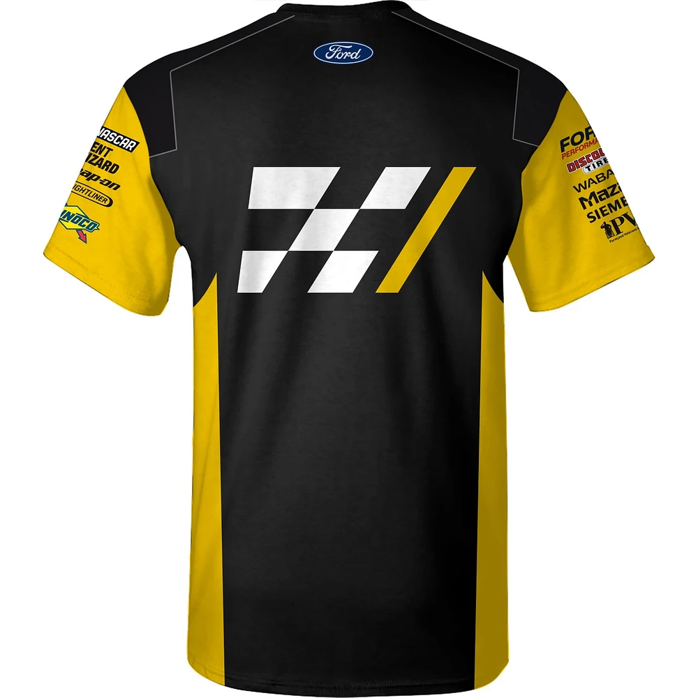 T-shirt d'uniforme de pièces automobiles Advance Ryan Blaney l'équipe Penske pour hommes, noir/jaune