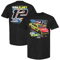 T-shirt patriotique de l'équipe Penske pour hommes, noir, avec l'emblème la voiture Ryan Blaney Menards
