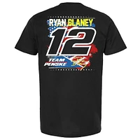 T-shirt patriotique de l'équipe Penske pour hommes, noir, avec l'emblème la voiture Ryan Blaney Menards