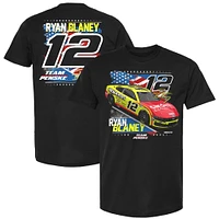 T-shirt patriotique de l'équipe Penske pour hommes, noir, avec l'emblème la voiture Ryan Blaney Menards