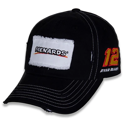 Casquette réglable Team Penske noire Ryan Blaney Menards Vintage Patch pour hommes