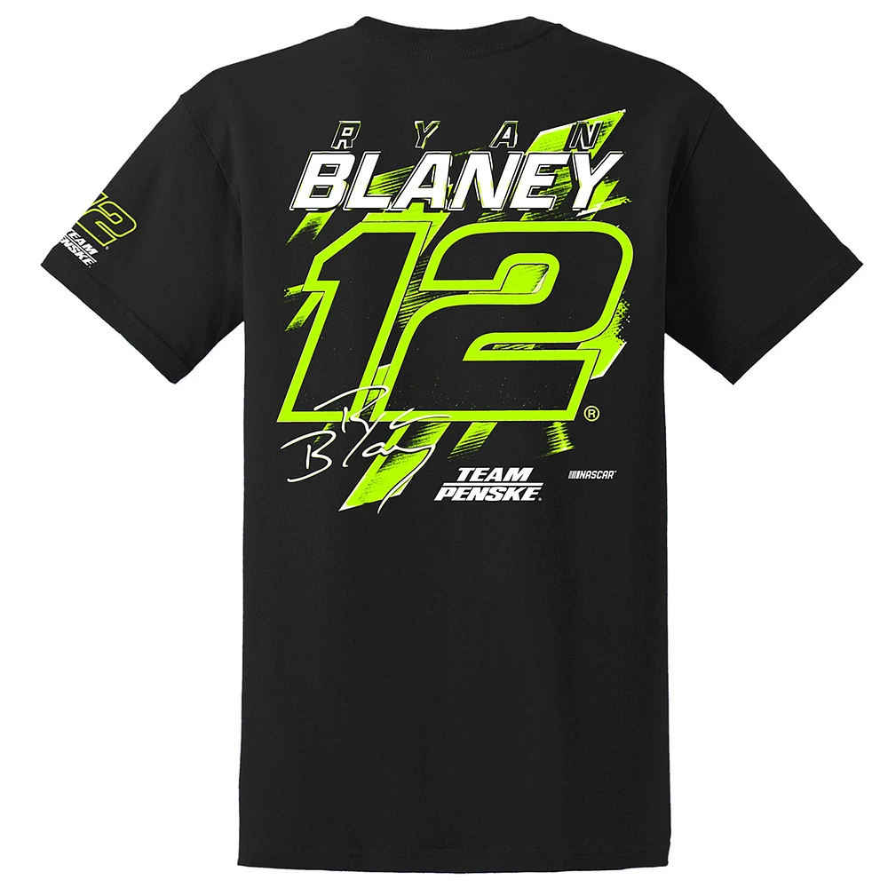 T-shirt noir avec numéro Ryan Blaney de l'équipe Penske pour hommes