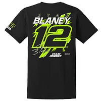 T-shirt noir avec numéro Ryan Blaney de l'équipe Penske pour hommes