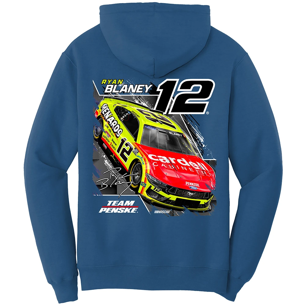 Men's Team Penske Blue Ryan Blaney Menards/Cardell Car Pullover Hoodie