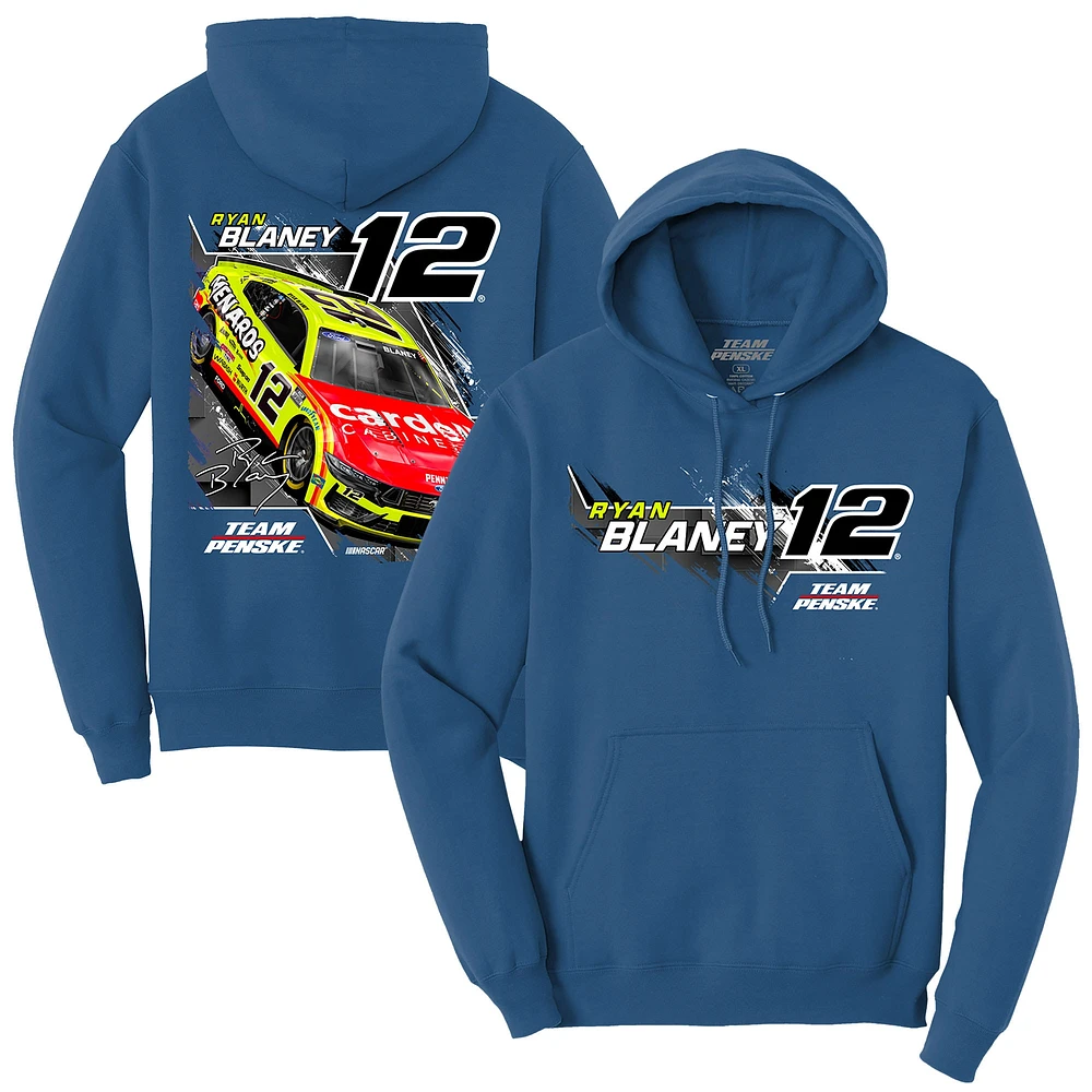 Men's Team Penske Blue Ryan Blaney Menards/Cardell Car Pullover Hoodie