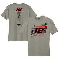 T-shirt de style vie gris l'équipe Penske pour hommes Ryan Blaney