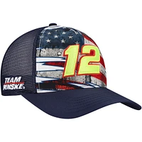 Casquette ajustable patriotique Team Penske Ryan Blaney pour hommes, bleu marine