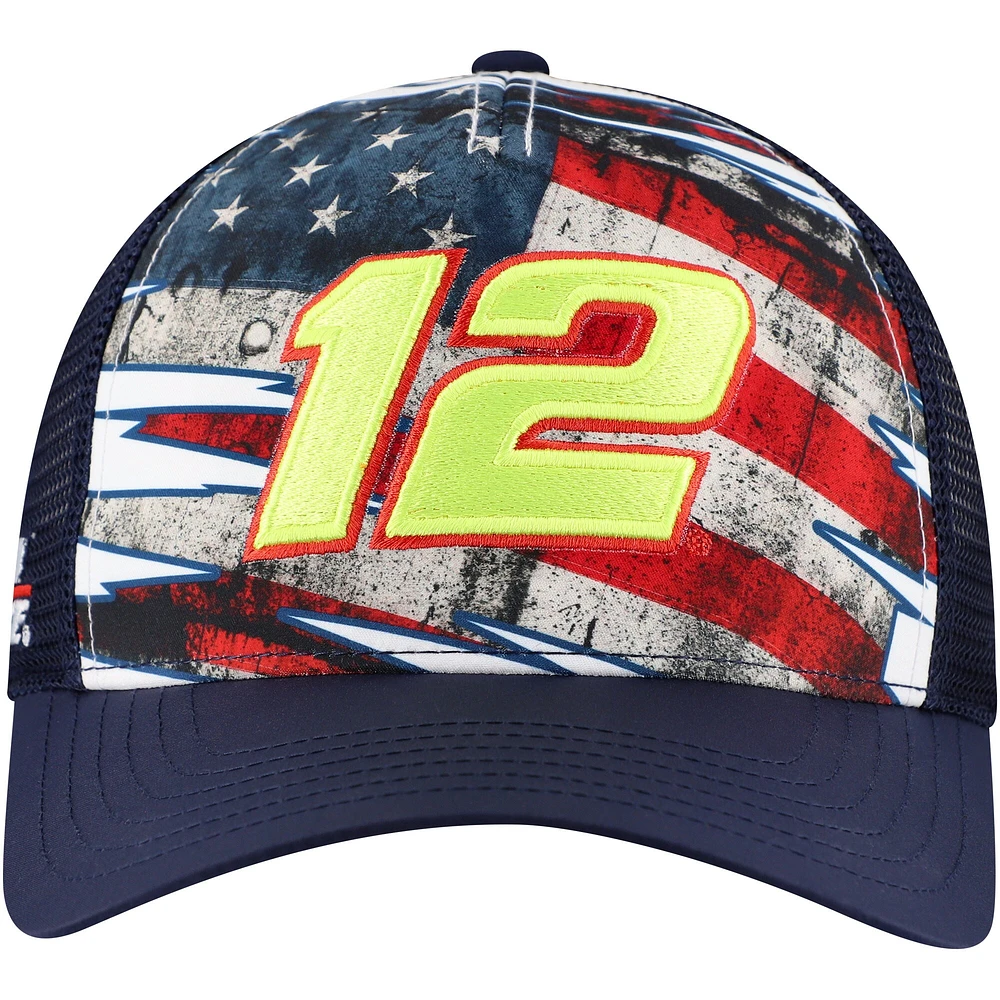 Casquette ajustable patriotique Team Penske Ryan Blaney pour hommes, bleu marine