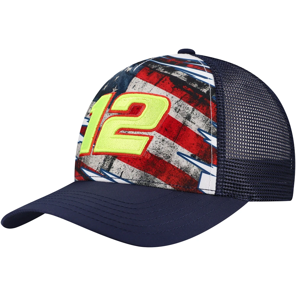 Casquette ajustable patriotique Team Penske Ryan Blaney pour hommes, bleu marine