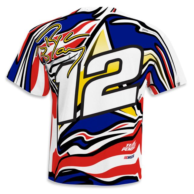 Team Penske Men's Team Penske White Ryan Blaney Patriotic Sublimated Tonal T -Shirt