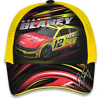 Unisex Checkered Flag Sports Yellow Ryan Blaney Menards Trucker Adjustable Hat