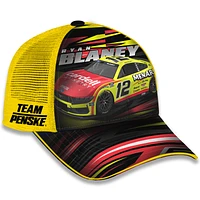 Unisex Checkered Flag Sports Yellow Ryan Blaney Menards Trucker Adjustable Hat