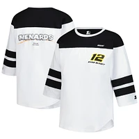 Women's Starter  White Ryan Blaney Grand Slam 3/4-Sleeve T-Shirt