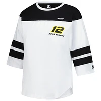 Women's Starter  White Ryan Blaney Grand Slam 3/4-Sleeve T-Shirt