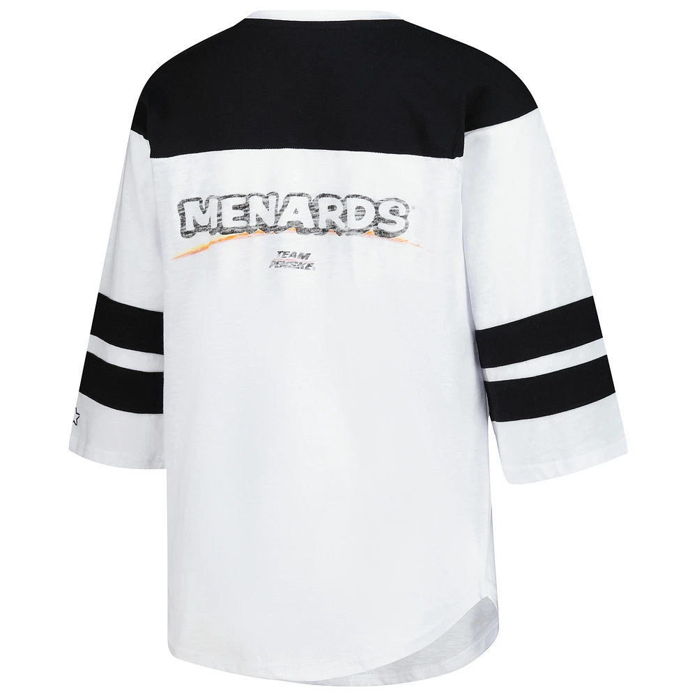 Women's Starter  White Ryan Blaney Grand Slam 3/4-Sleeve T-Shirt