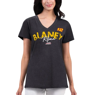 T-shirt noir à col en V G-III 4Her par Carl Banks pour femmes Ryan Blaney Key Move