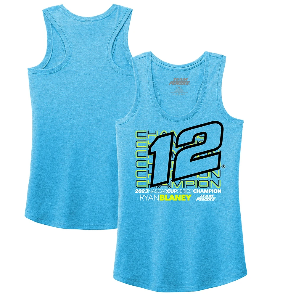 Women's Team Penske  Teal Ryan Blaney Tri-Blend Racer Back Tank Top