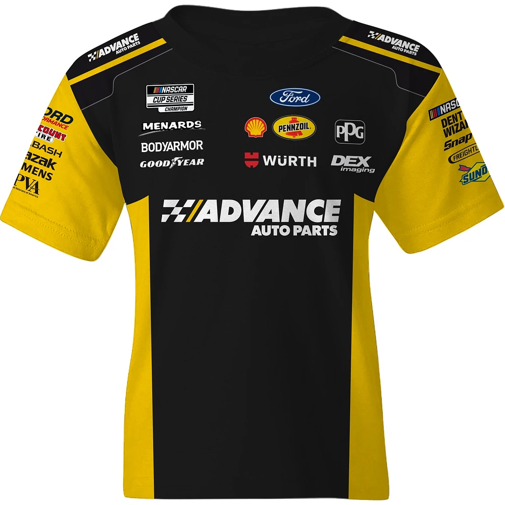 Youth Team Penske  Black/Yellow Ryan Blaney Advance Auto Parts Uniform T-Shirt