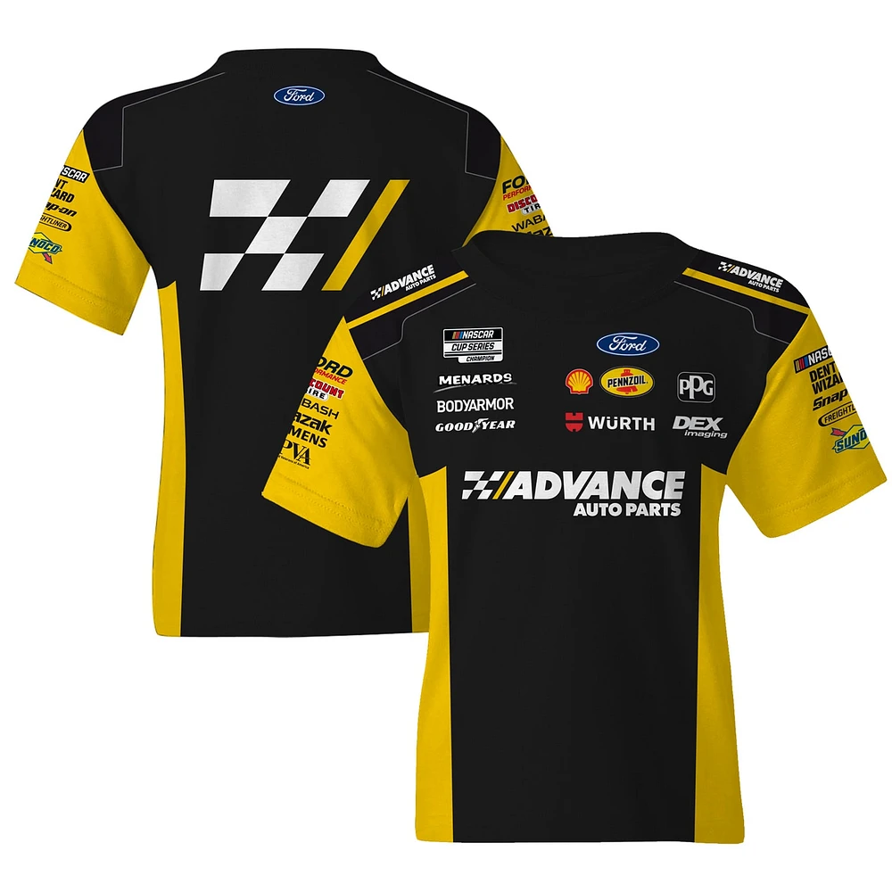 T-shirt uniforme pour jeunes de l'équipe Penske, noir/jaune, Ryan Blaney Advance Auto Parts