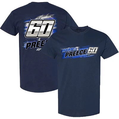 T-shirt à damier pour homme avec nom et numéro Ryan Preece bleu marine