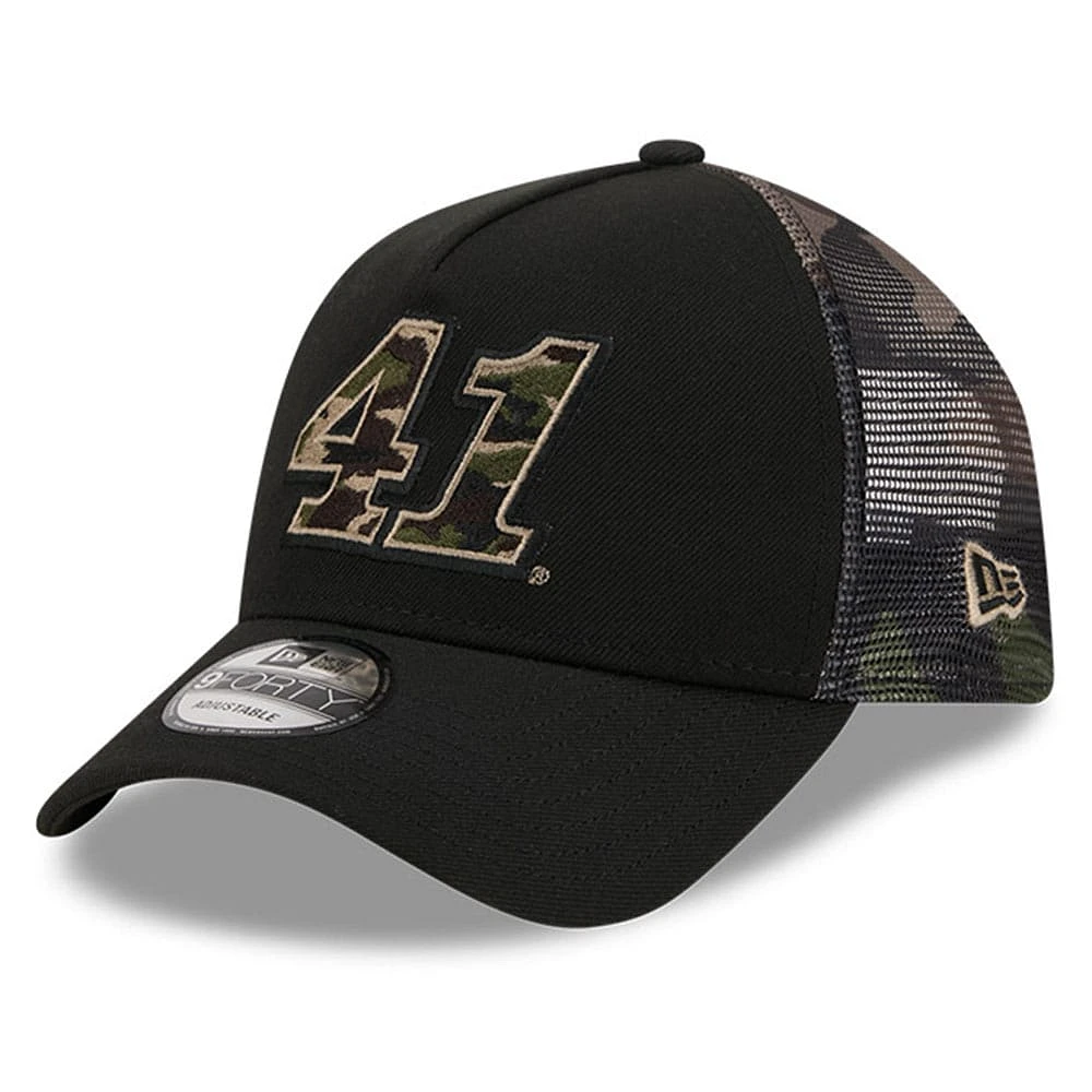 Men's New Era  Black Ryan Preece  Camo 9FORTY A-Frame Trucker Adjustable Hat