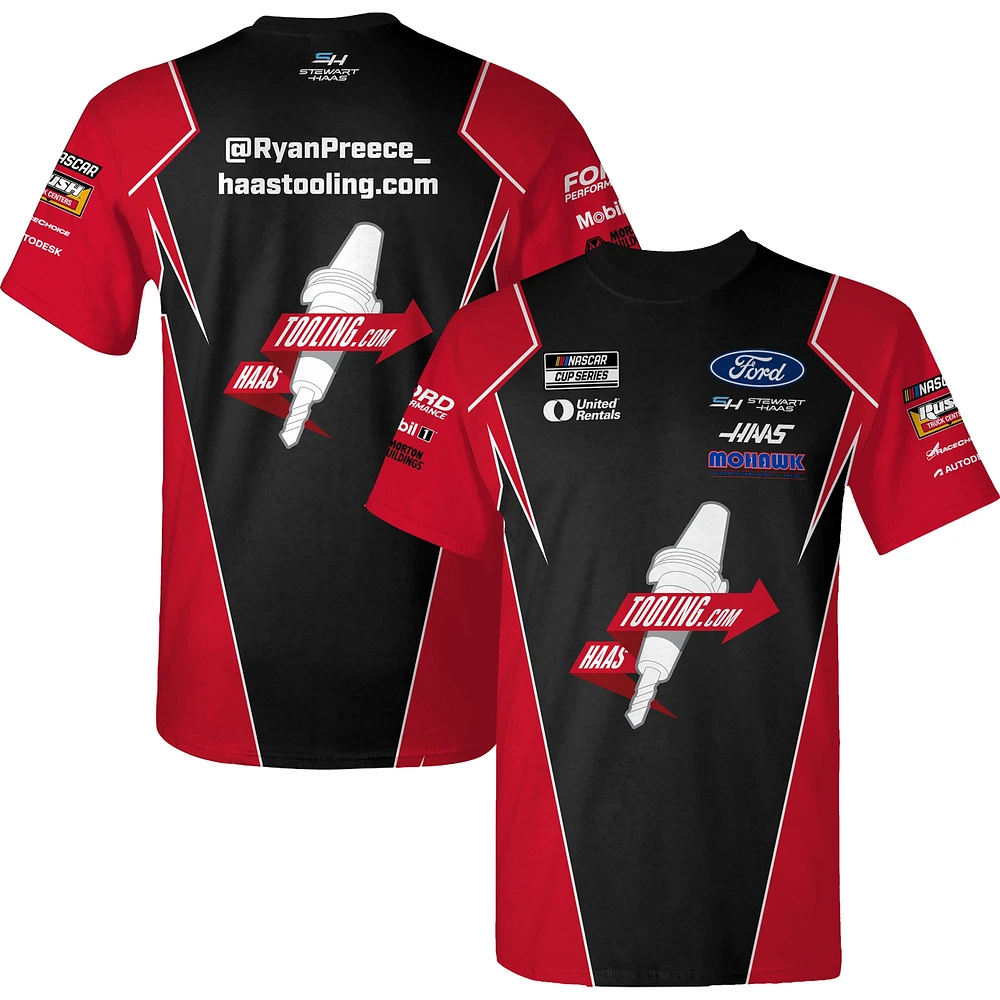 T-shirt noir pour uniforme d'outillage Ryan Preece Haas de la collection Stewart-Haas Racing Team hommes