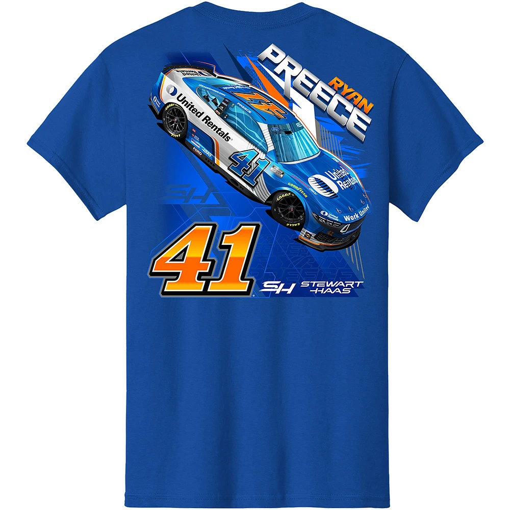 T-shirt de voiture Stewart-Haas Racing Team Collection Royal Ryan Preece United Rentals pour hommes