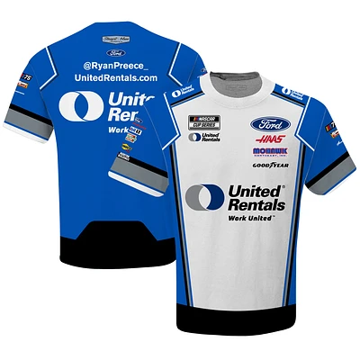 Men's Stewart-Haas Racing Team Collection  White Ryan Preece United Rentals Sublimated Uniform T-Shirt