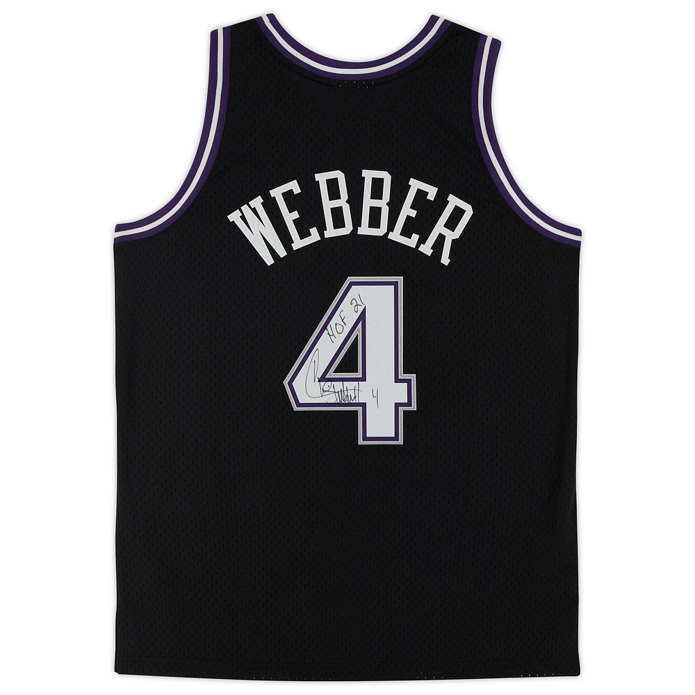 Maillot réplique autographié par Chris Webber des Sacramento Kings de Mitchell & Ness 2000-01 avec inscription « HOF 21 »