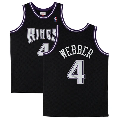 Maillot réplique autographié par Chris Webber des Sacramento Kings de Mitchell & Ness 2000-01 avec inscription « HOF 21 »