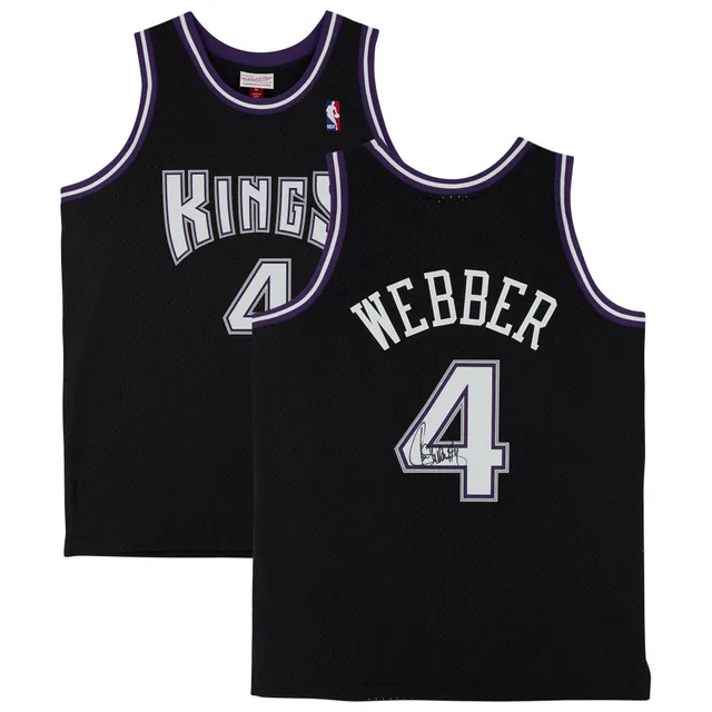 Men's Mitchell & Ness Chris Webber Purple/Black Sacramento Kings Hardwood Classics 2000/01 Split Swingman Jersey Size: Small