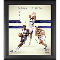Chris Webber Peja Stojakovic & Mike Bibby Sacramento Kings Encadré 15" x 17" Années 2000 Franchise Hardwood Classics Foundations Collage