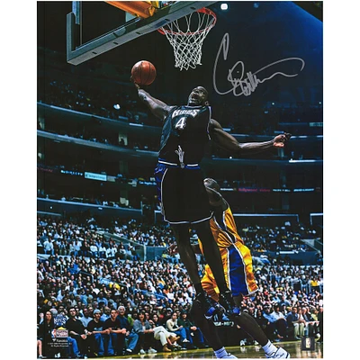 Photographie autographiée de Chris Webber Sacramento Kings 16" x 20" du match Dunk vs. Lakers