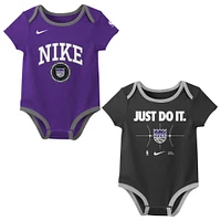 Infant Nike Purple/Black Sacramento Kings Just Do It Two-Pack Bodysuit Set