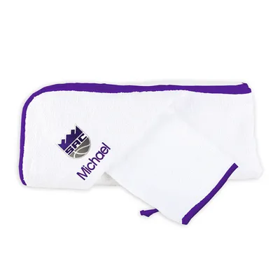 Sacramento Kings Infant Personalized Hooded Towel & Mitt Set - White