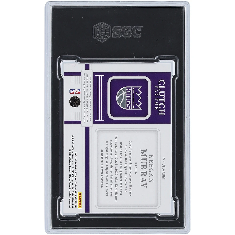 Keegan Murray Sacramento Kings Autographed 2022-23 Panini National Treasures Relic #CFS-KGM #8/49 SGC Authenticated 9/10 Rookie Card