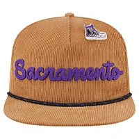 Men's New Era  Tan Sacramento Kings Victory Grove Corduroy Sneaker Pin Golfer Snapback Hat