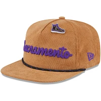 Men's New Era  Tan Sacramento Kings Victory Grove Corduroy Sneaker Pin Golfer Snapback Hat