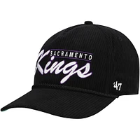 Men's '47  Black Sacramento Kings Double Header Sidepatch Cord Hitch Adjustable Hat