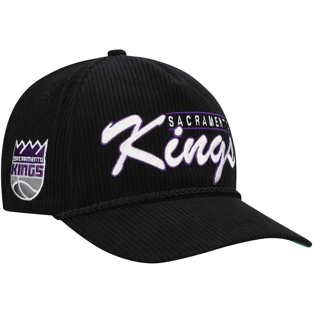 Men's '47 Black Sacramento Kings Double Header Sidepatch Cord Hitch Adjustable Hat